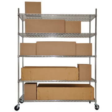 Adjustable Chrome Wire Metal Warehouse Rack Numbering System with Wheels (CJ12045180A5CW)